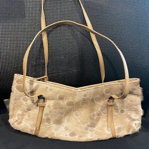 Simard Shoulder Bag Tan Leather and Faux Fur Excellent Condition